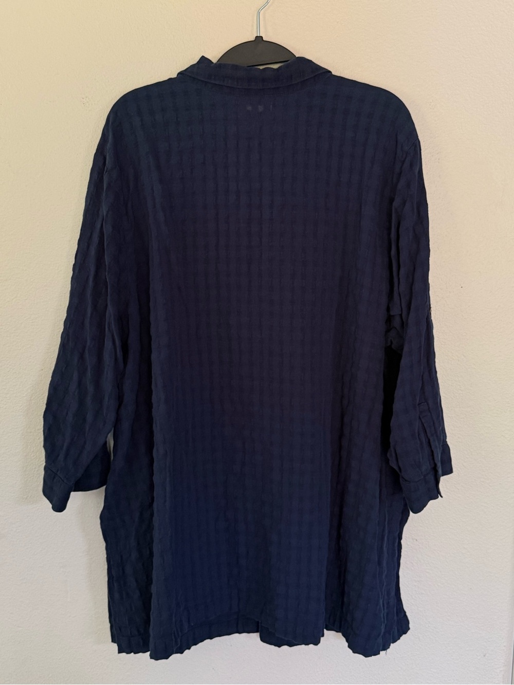 J Jill Navy Blue Textured Cotton Gauze Button Front Tunic Blouse Plus Size 3X - Picture 2 of 5